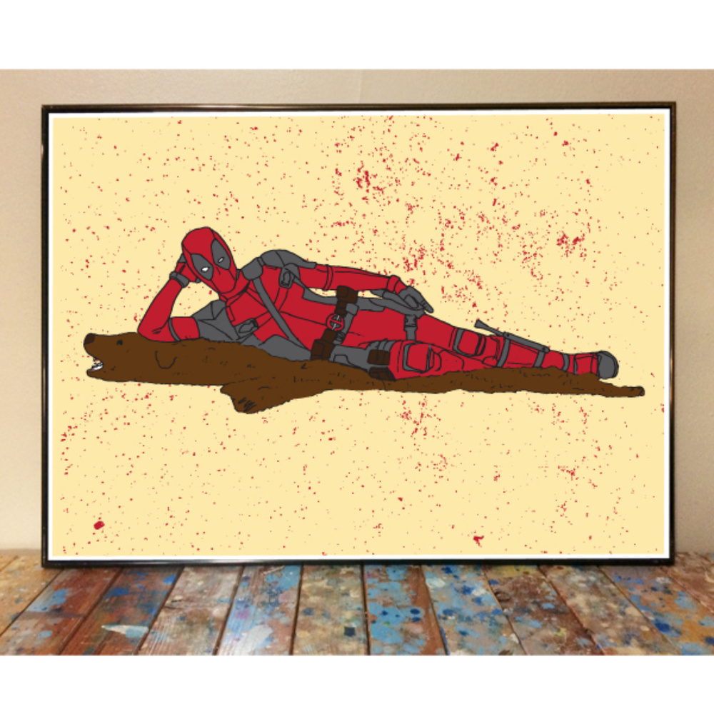 11x17 DEADPOOL SUPERHERO DRAWING ART PRINT